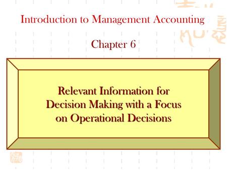 Introduction to Management Accounting