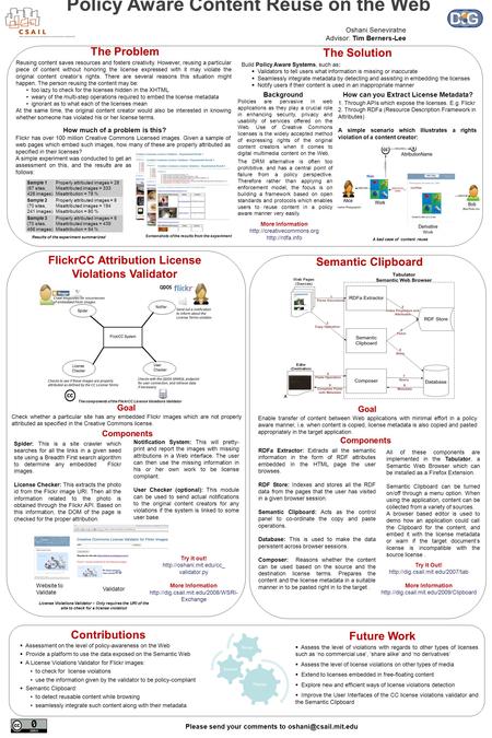 A bad case of content reuse Validator Website to Validate License Violations Validator – Only requires the URI of the site to check for a license violation.