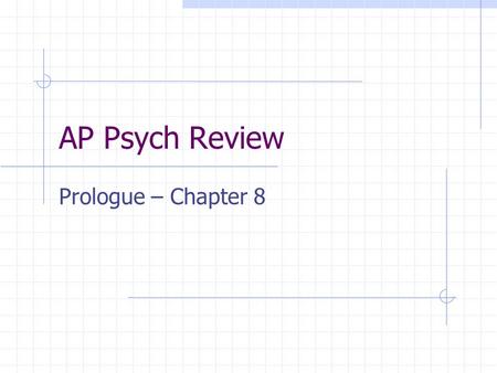 AP Psych Review Prologue – Chapter 8. Topics Experiments Parts of brain Nervous system Split brain Neurotransmitters Perception Sleep stages Classical.