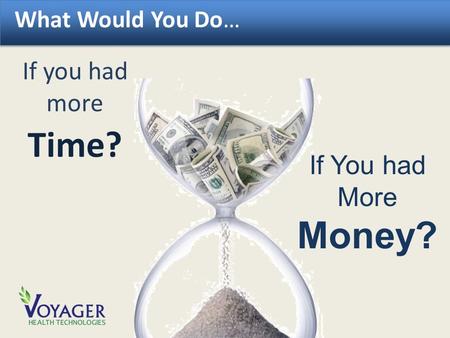 What Would You Do… If you had more Time? If You had More Money?