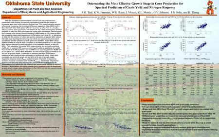 Determining the Most Effective Growth Stage in Corn Production for Spectral Prediction of Grain Yield and Nitrogen Response Department of Plant and Soil.