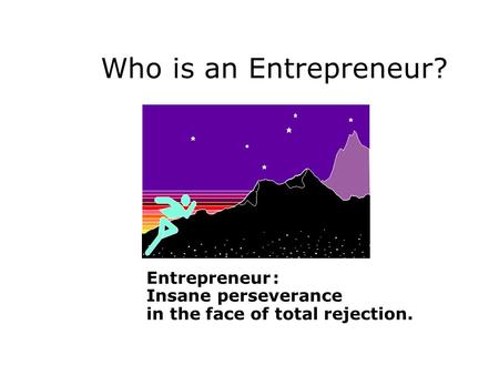 Who is an Entrepreneur? Entrepreneur : Insane perseverance