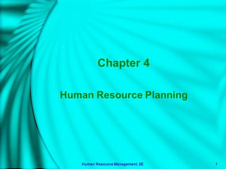 Human Resource Management, 5E1 Chapter 4 Human Resource Planning.