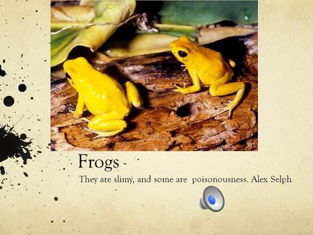 Frogs They are slimy, and some are poisonousness. Alex Selph.