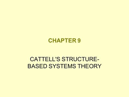 CATTELL'S STRUCTURE- BASED SYSTEMS THEORY