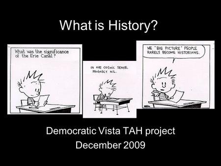 What is History? Democratic Vista TAH project December 2009.