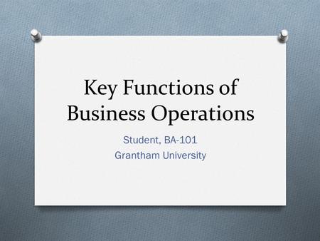 Key Functions of Business Operations