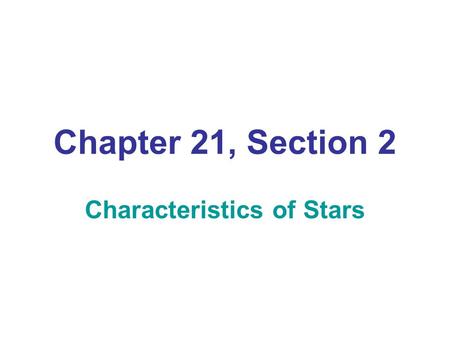 Characteristics of Stars