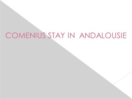 COMENIUS STAY IN ANDALOUSIE. Wanda  I will never forget my stay in Spain, because spanish people were very welcoming and nice. I loved the activities.