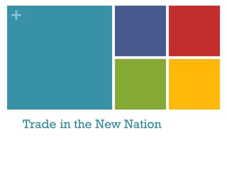 + Trade in the New Nation. + Slave Trade Slavery had existed for centuries. African Muslims used non-Muslim Prisoners of War (POWs) as slaves.