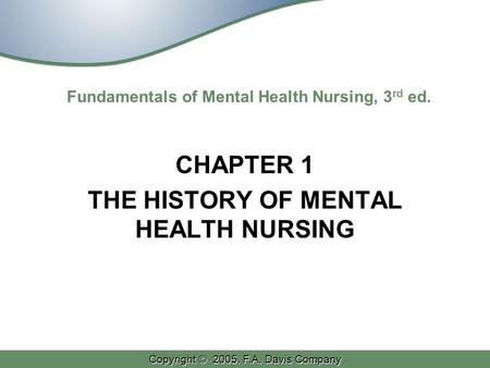 Fundamentals of Mental Health Nursing, 3rd ed.