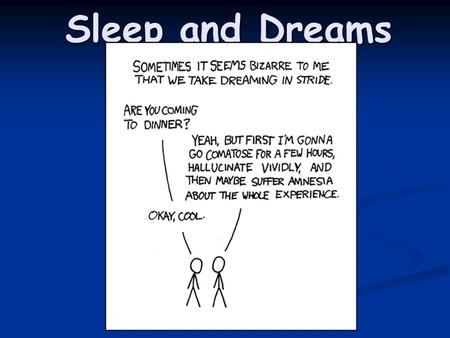 Sleep and Dreams. Turn to the person beside you and tell them something you already know about sleep and or dreams, and something you would like to know.