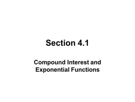 Compound Interest and Exponential Functions