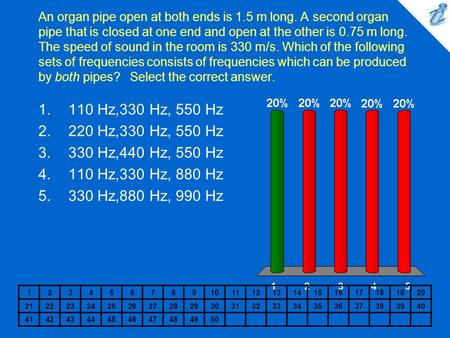 An organ pipe open at both ends is 1. 5 m long