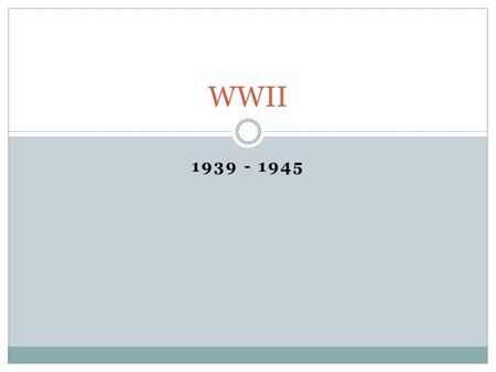 1939 - 1945 WWII. The Great Depression – Post-WWI Following WWI, economies devastated from costs of war.  Germany no longer could pay their debt from.