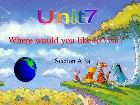 Where would you like to visit? Section A 3a. A: Where would you like to visit ? go on vacation? B: I would like to go to I would love to visit Mexico.