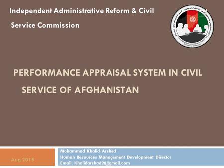 Performance Appraisal System in Civil Service of Afghanistan