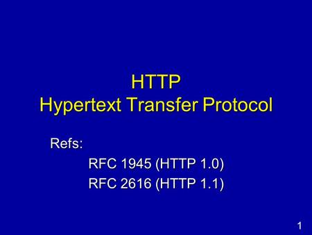 HTTP Hypertext Transfer Protocol