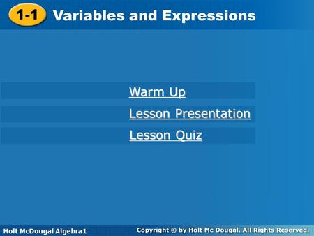 Variables and Expressions