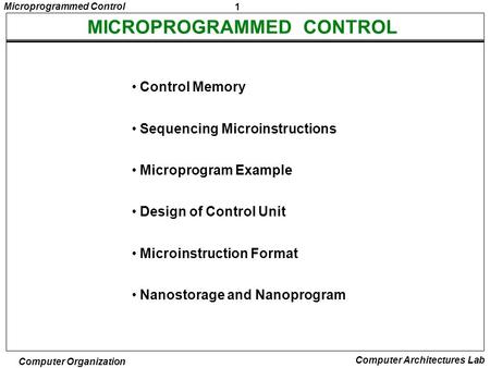 MICROPROGRAMMED CONTROL