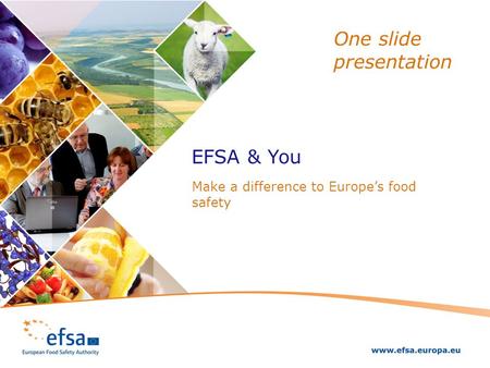 Make a difference to Europe’s food safety EFSA & You One slide presentation.