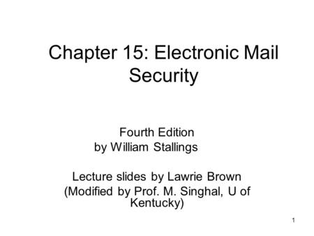 Chapter 15: Electronic Mail Security