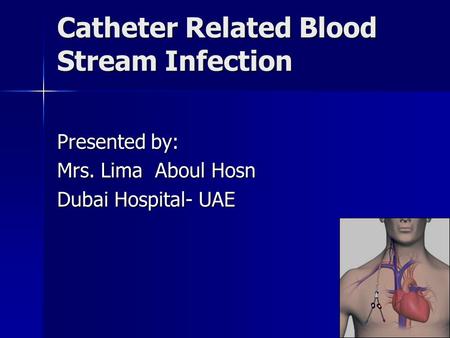 Catheter Related Blood Stream Infection Presented by: Mrs. Lima Aboul Hosn Dubai Hospital- UAE.