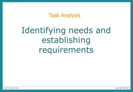 Identifying needs and establishing requirements