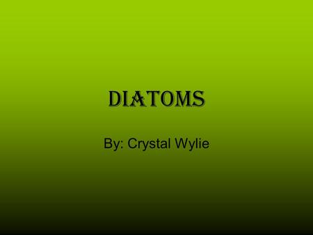 Diatoms By: Crystal Wylie. WHAT IS DIATOMS Diatoms is a major group of eukaryotic algae. and are one of the most common types phytoplankton. Diatoms form.