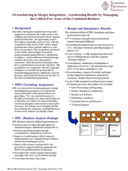 Overachieving in Merger Integration – Accelerating Results by Managing the Critical Few Areas of the Combined Business BackgroundBackground Our client,