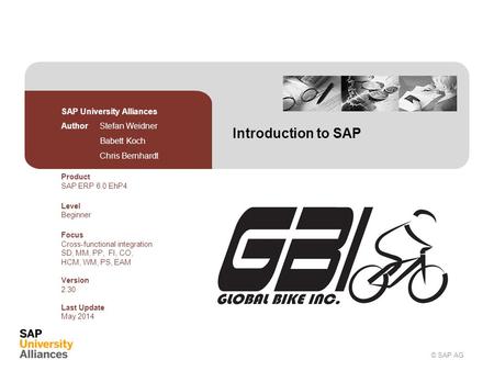 Introduction to SAP SAP University Alliances Author Stefan Weidner