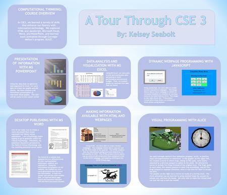 COMPUTATIONAL THINKING: COURSE OVERVIEW MAKING INFORMATION AVAILABLE WITH HTML AND WEBPAGES DESKTOP PUBLISHING WITH MS WORD PRESENTATION OF INFORMATION.