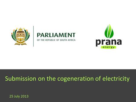 Submission on the cogeneration of electricity 25 July 2013.