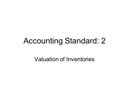 Valuation of Inventories