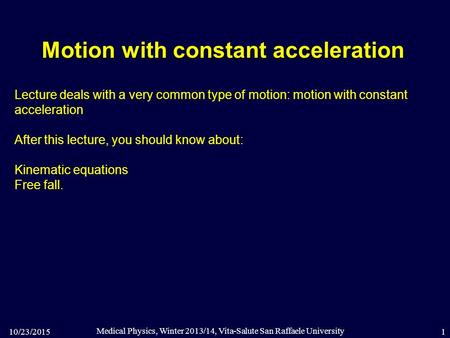 Motion with constant acceleration