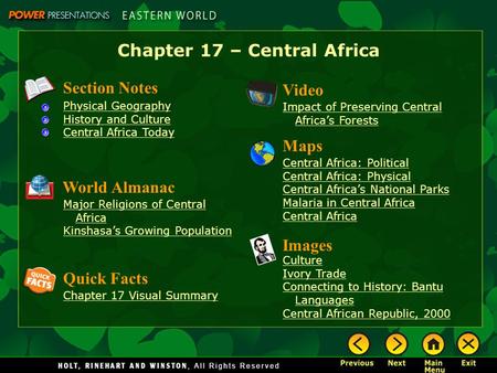 Chapter 17 – Central Africa