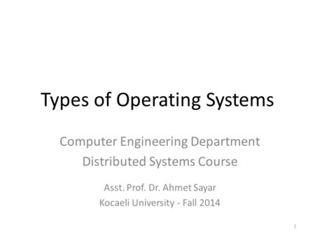 Types of Operating Systems