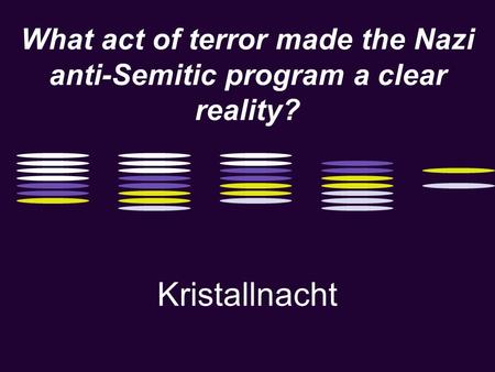 What act of terror made the Nazi anti-Semitic program a clear reality? Kristallnacht.