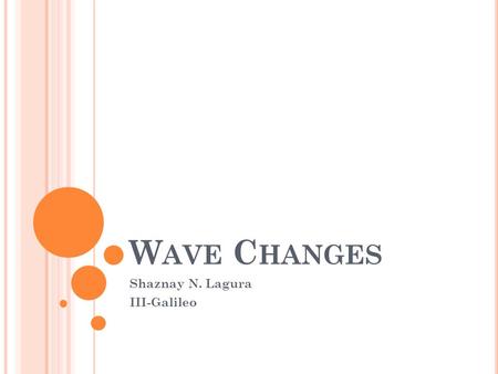 W AVE C HANGES Shaznay N. Lagura III-Galileo. R EFLECTION If you shout toward a large brick wall at least 30 feet (9 meters) away, you will hear an echo.