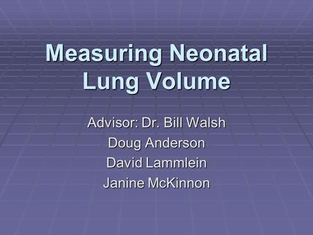 Measuring Neonatal Lung Volume