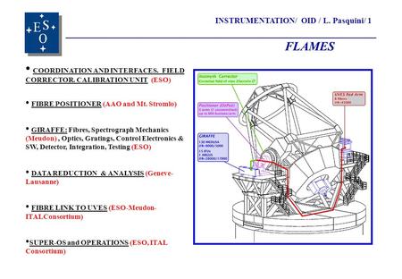 INSTRUMENTATION/ OID / L. Pasquini/ 1 ____________________________________________________________ FLAMES COORDINATION AND INTERFACES. FIELD CORRECTOR.