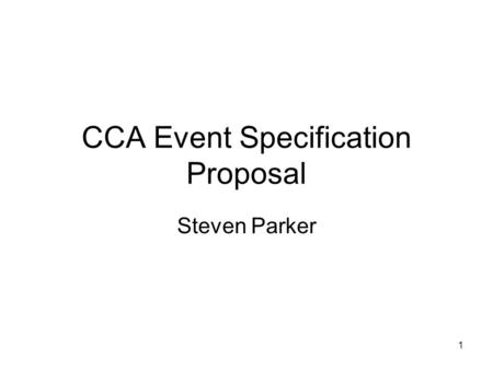 CCA Event Specification Proposal