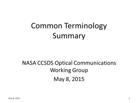 Common Terminology Summary