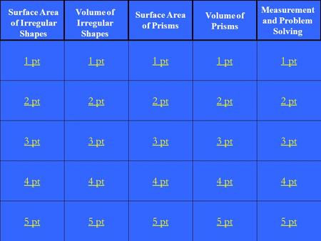 2 pt 3 pt 4 pt 5 pt 1 pt 2 pt 3 pt 4 pt 5 pt 1 pt 2 pt 3 pt 4 pt 5 pt 1 pt 2 pt 3 pt 4 pt 5 pt 1 pt 2 pt 3 pt 4 pt 5 pt 1 pt Surface Area of Irregular.