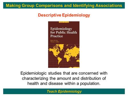 1 Epidemiologic studies that are concerned with characterizing the amount and distribution of health and disease within a population. Descriptive Epidemiology.