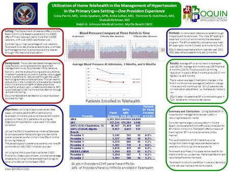 Setting: The Department of Veterans Affairs Myrtle Beach Community Based outpatient Clinic (CBOC) offers Primary Care services to more than 10,000 veterans,