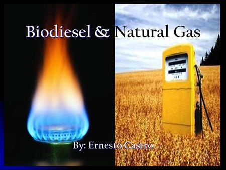 Biodiesel & Natural Gas By: Ernesto Castro. Biodiesel Biodiesel is a domestically produced, renewable, fuel that can be manufactured from vegetable oils,