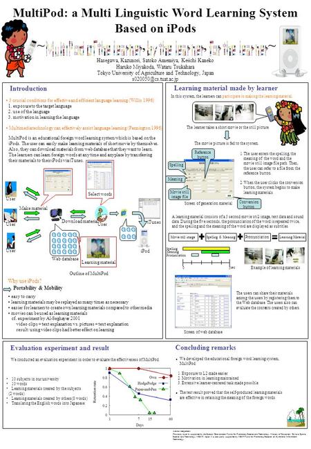 Evaluation experiment and result The users can share their materials among the users by registering them to the Web database. The users also can evaluate.