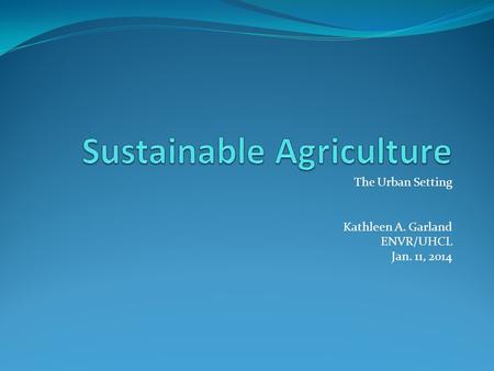 The Urban Setting Kathleen A. Garland ENVR/UHCL Jan. 11, 2014.