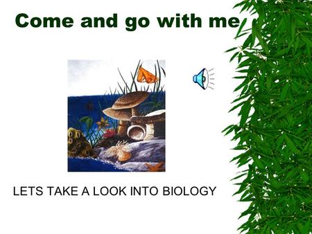 Come and go with me LETS TAKE A LOOK INTO BIOLOGY.